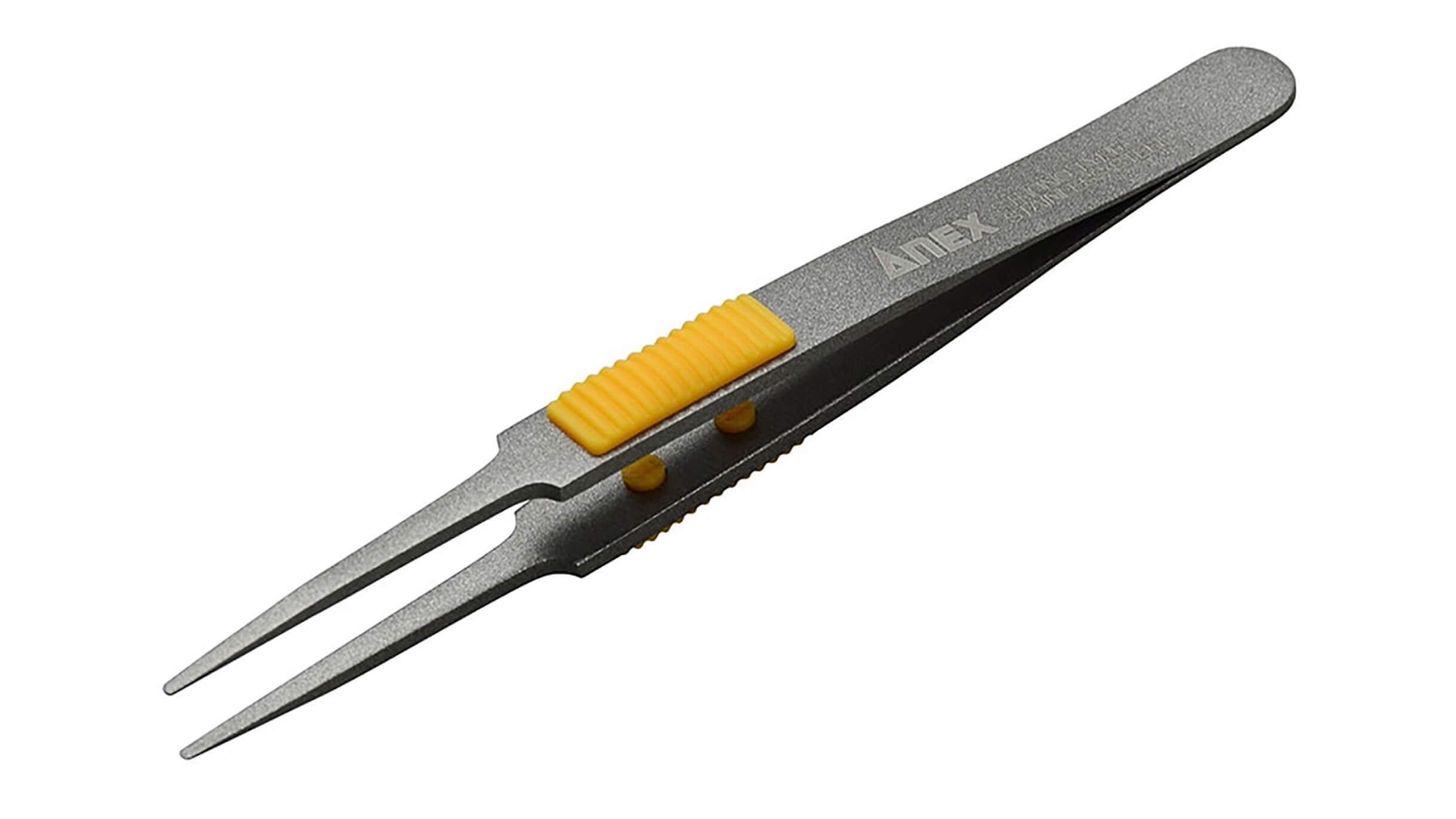 ANEX ラバーグリップ付 ステンレスピンセット 先丸型120mm 非粘着