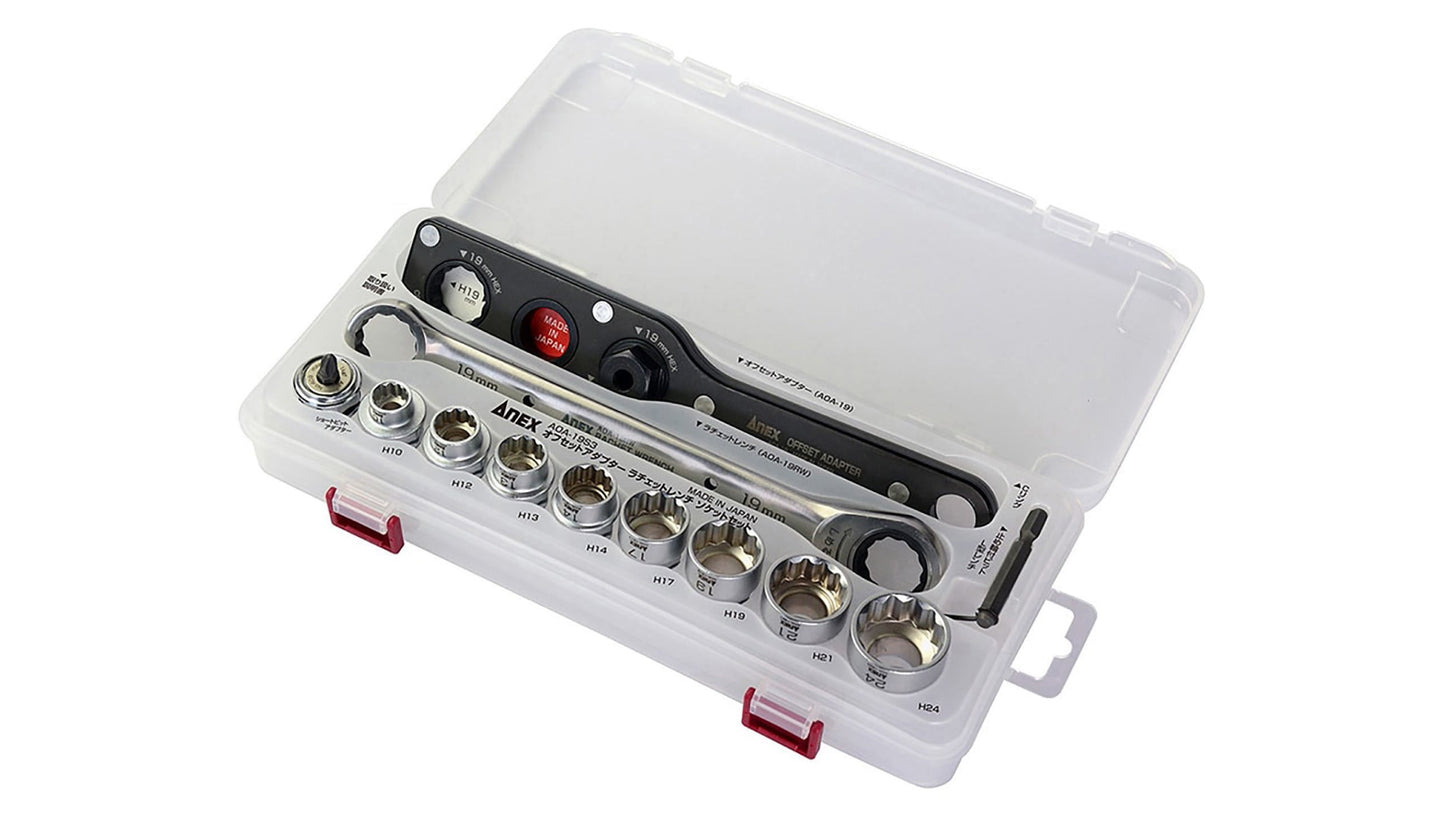 ANEX オフセットアダプターラチェットレンチソケットセット 【ANEX_AOA-19S3】