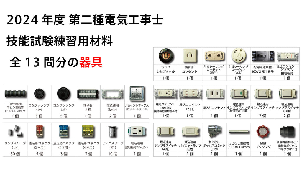 ツノダ 2024年度版第二種電気工事士技能試験 練習器具セット（1回分）+ 