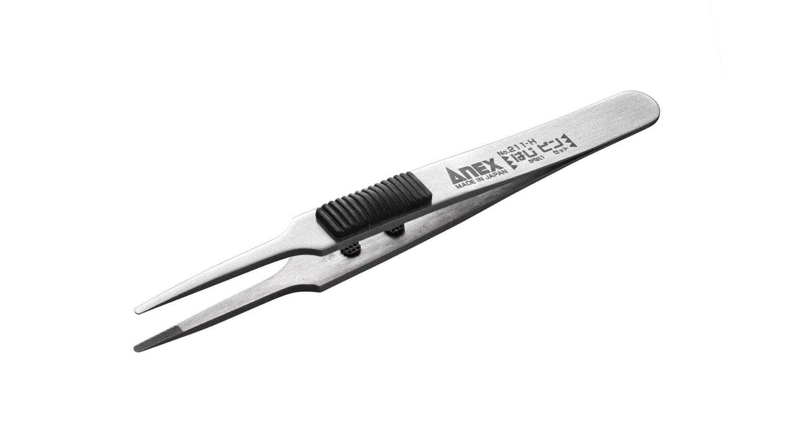 ANEX ラバーグリップ付 ステンレスピンセット【はじピン】先丸型120mm（SUS420J2）【ANEX_211-H】