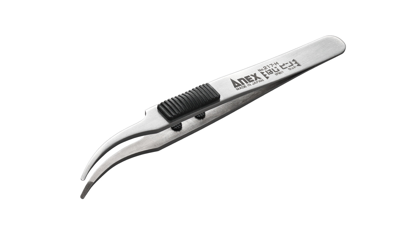 ANEX ラバーグリップ付 ステンレスピンセット【はじピン】　先丸鷲型120mm（SUS420J2）【ANEX_217-H】