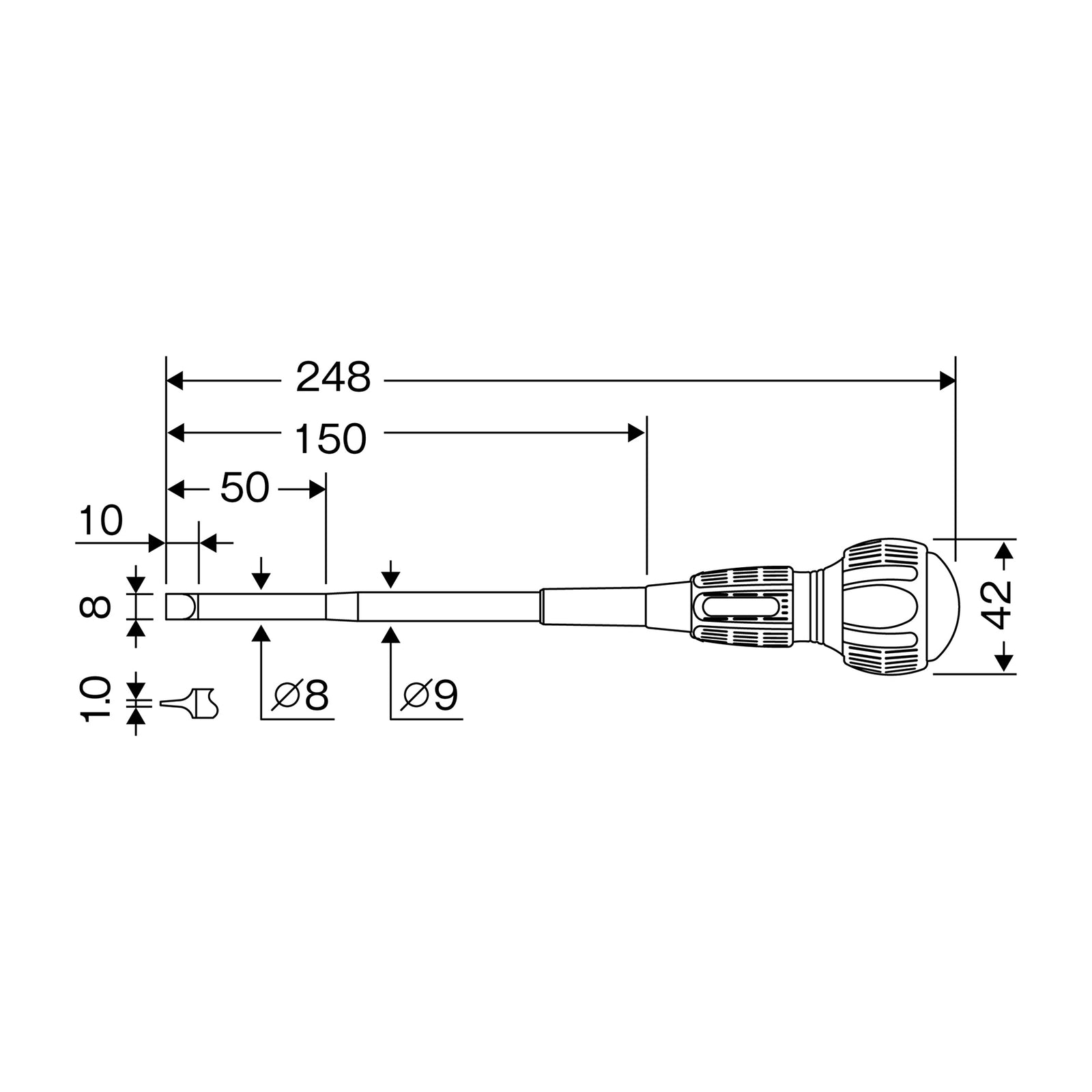 ANEX スリム絶縁ドライバー　-8×150 【ANEX_7900_12】