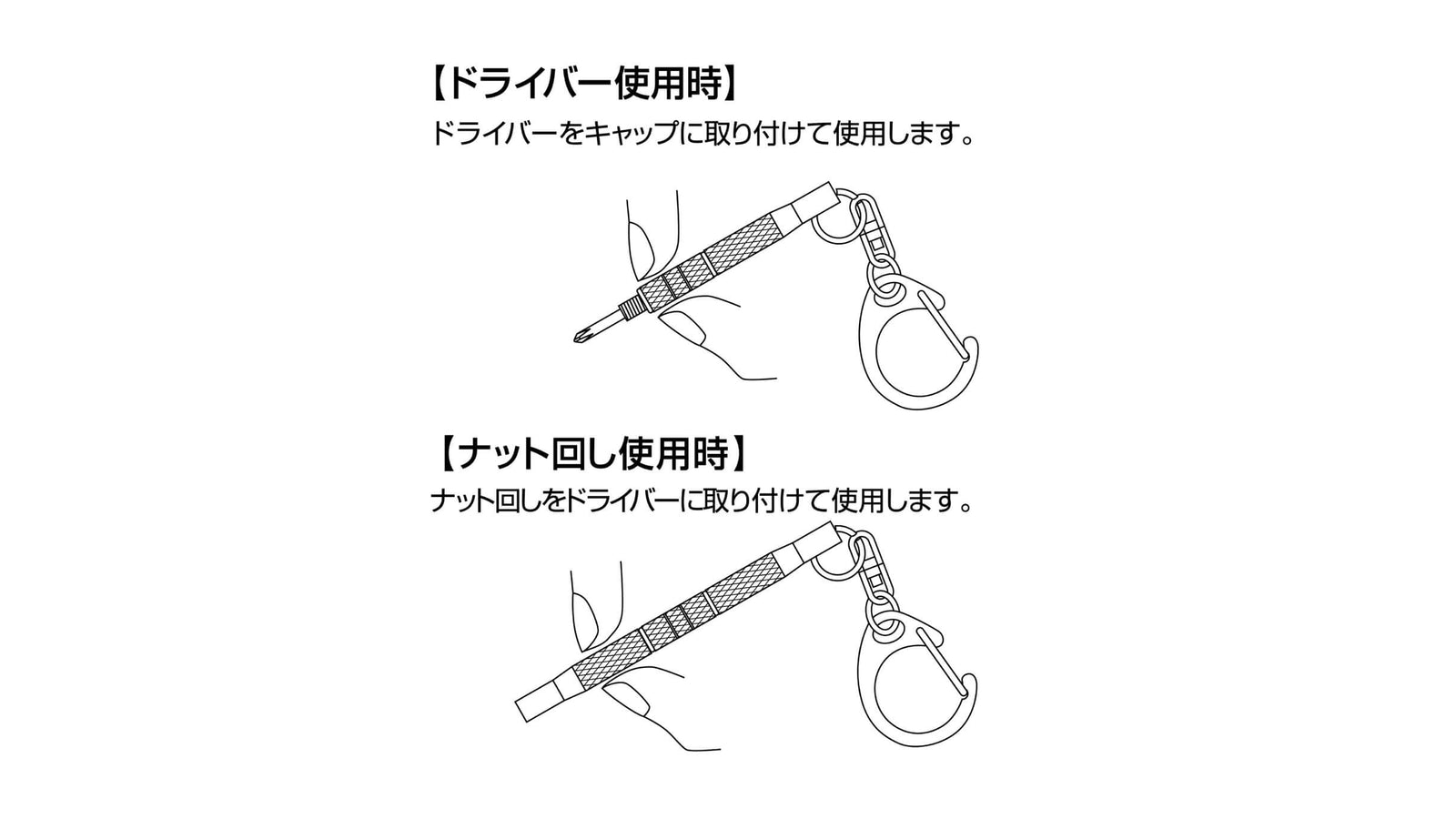 ANEX キーホルダー付メガネ用ドライバー　-1.8　＋0　ナット回し 【ANEX_80-N】