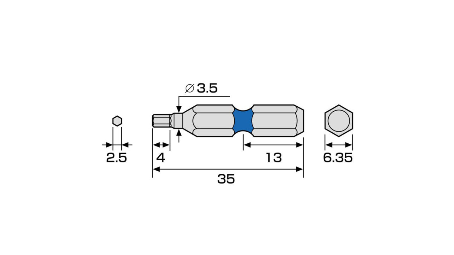 ANEX 六角レンチカラービット　1本組　H2.5×35 【ANEX_ACHX-2535】