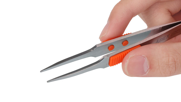 ANEX ラバーグリップ付　ステンレスピンセット　先丸型120ｍｍ　（SUS410） 【ANEX_211】_3