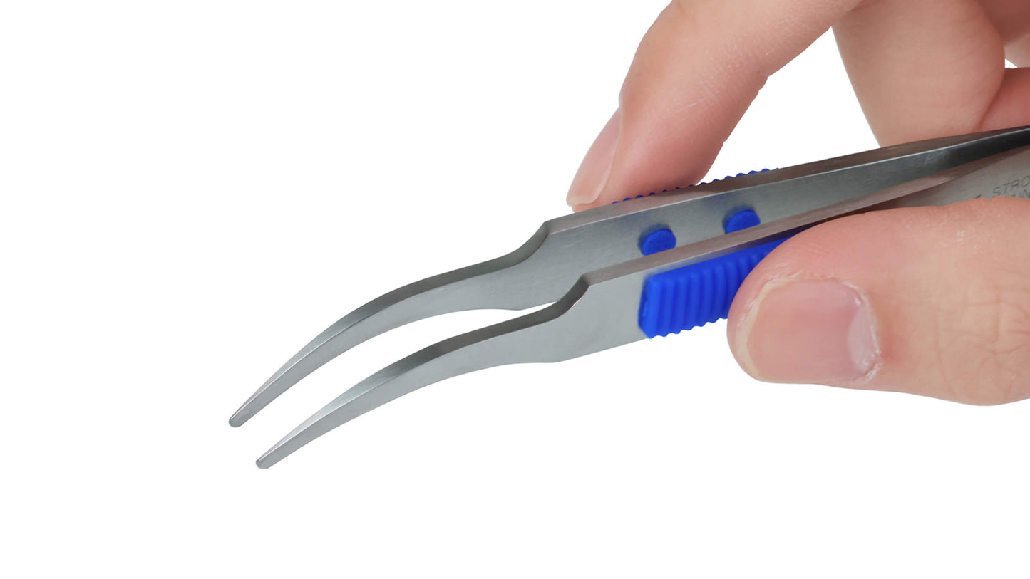 ANEX ラバーグリップ付　ステンレスピンセット　先丸鷲型120ｍｍ　（SUS410） 【ANEX_217】