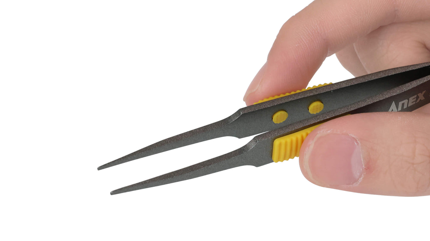 ANEX ラバーグリップ付　ステンレスピンセット　先丸型120ｍｍ　非粘着加工（SUS410） 【ANEX_226】