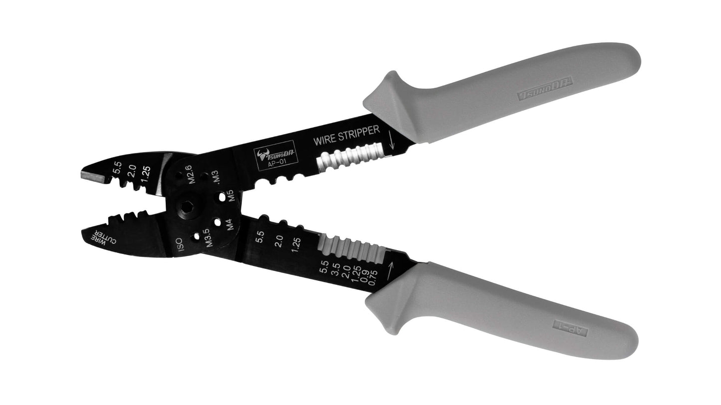 ツノダ 電工万能ペンチ（オープンバレル端子・裸圧着端子用）230mm 【AP-01】