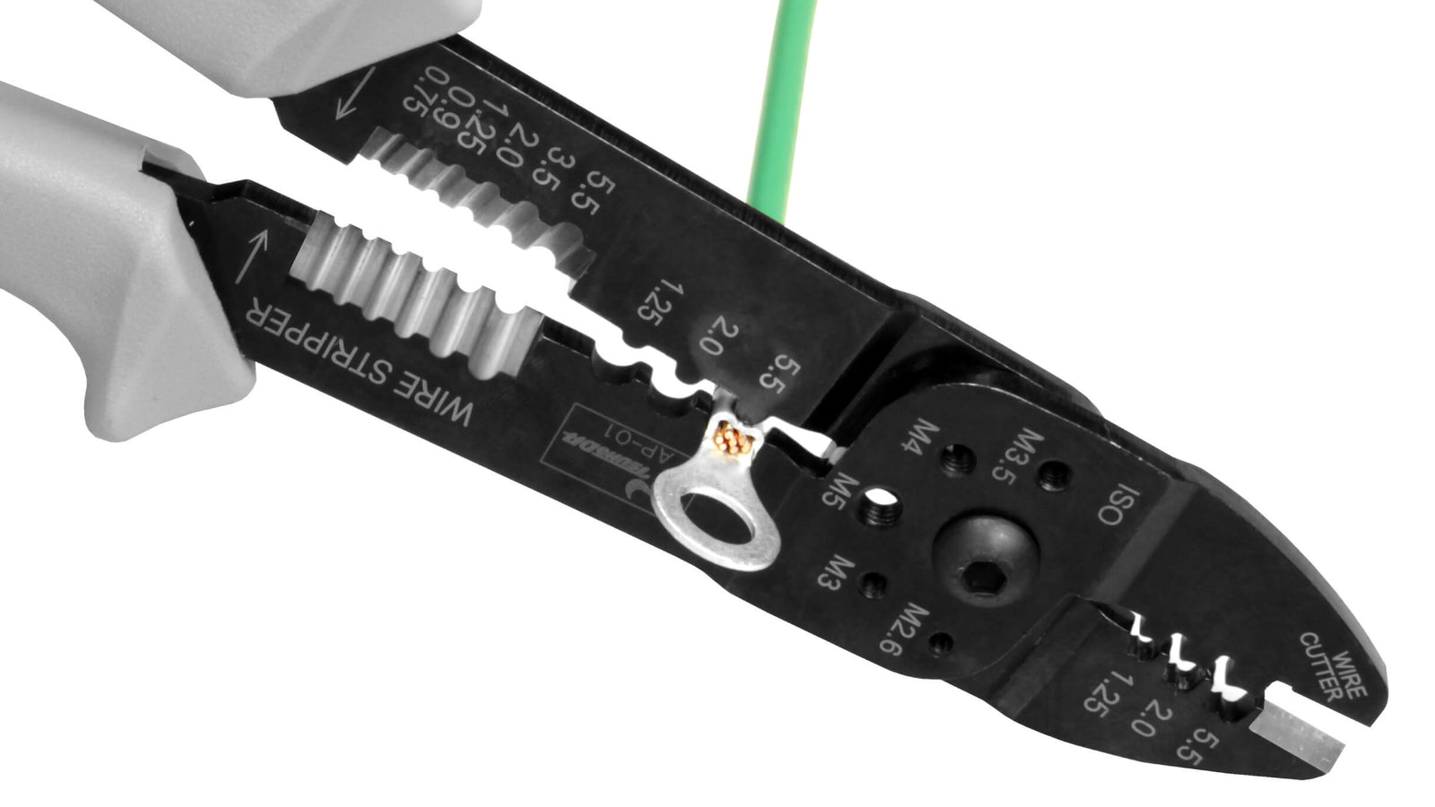 ツノダ 電工万能ペンチ（オープンバレル端子・裸圧着端子用）230mm 【AP-01】