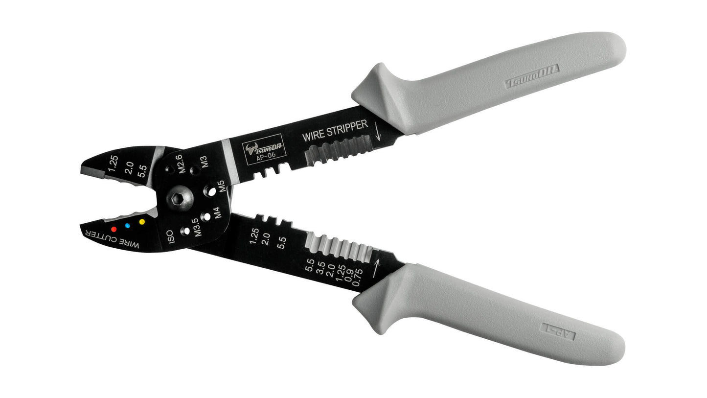 ツノダ 電工万能ペンチ（オープンバレル端子・絶縁圧着端子用）230mm 【AP-06】