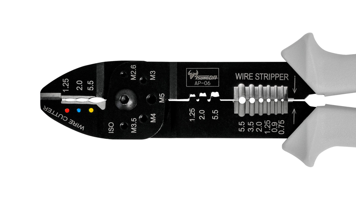 ツノダ 電工万能ペンチ（オープンバレル端子・絶縁圧着端子用）230mm 【AP-06】