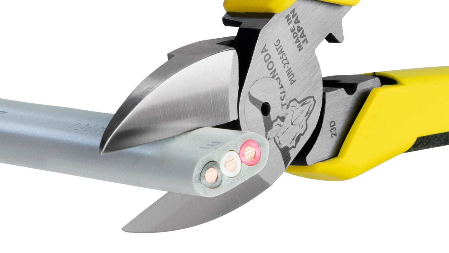 ツノダ 電工パワー薄刃ニッパー　圧着機能付 225mm 【PUN-225ATG】