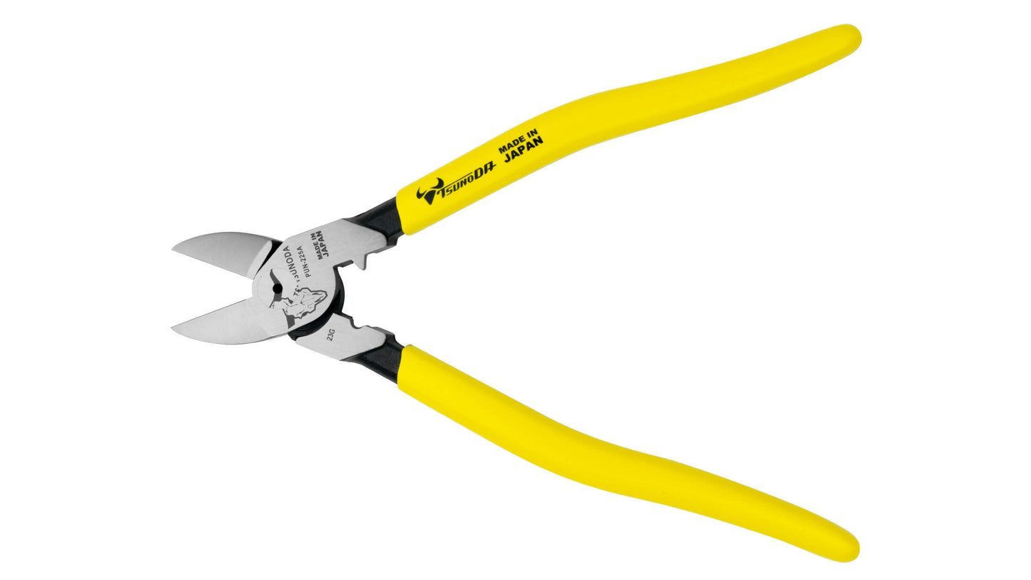 ツノダ 電工パワー薄刃ニッパー　圧着機能付 225mm 【PUN-225A】