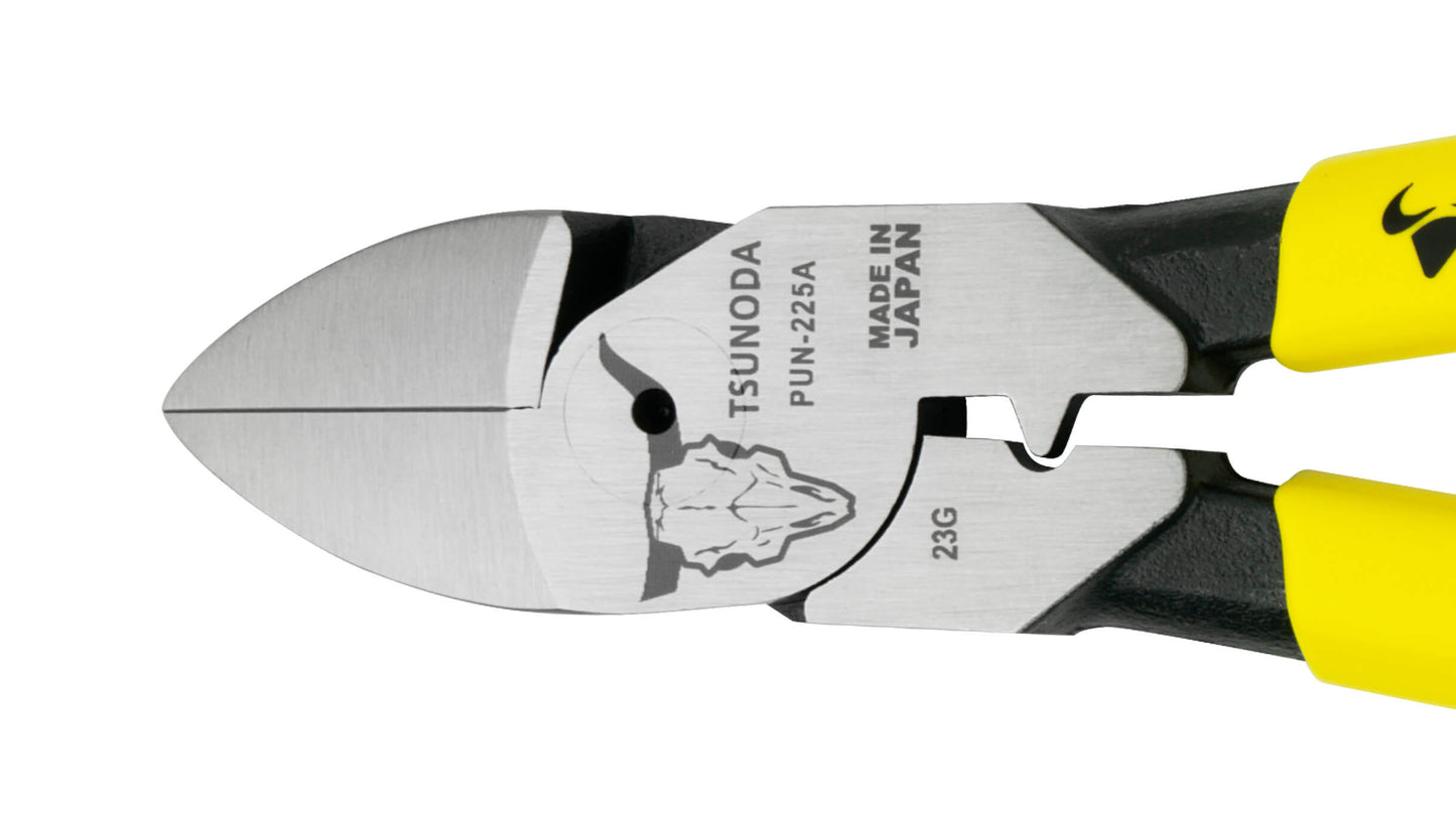 ツノダ 電工パワー薄刃ニッパー　圧着機能付 225mm 【PUN-225A】