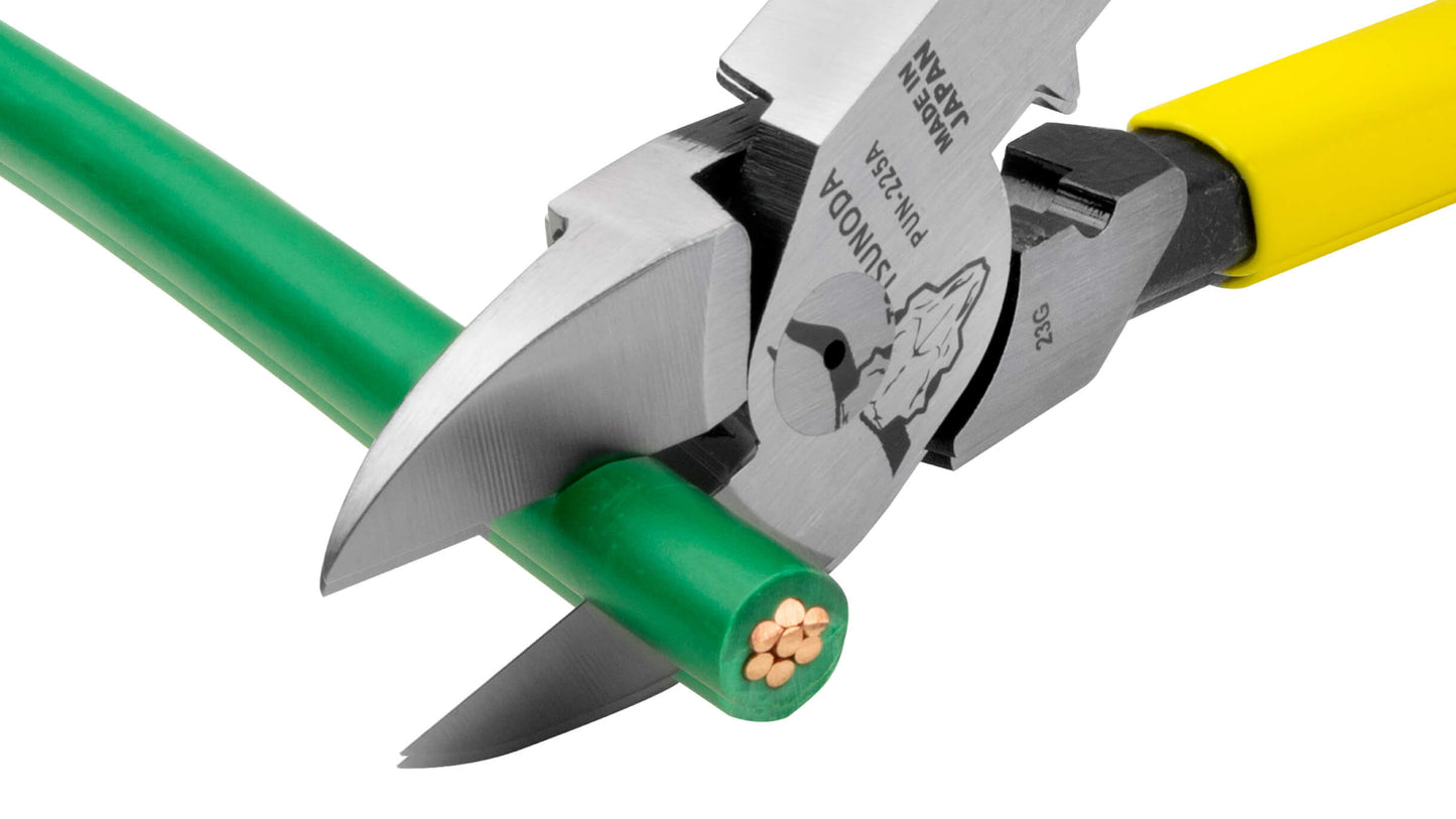 ツノダ 電工パワー薄刃ニッパー　圧着機能付 225mm 【PUN-225A】