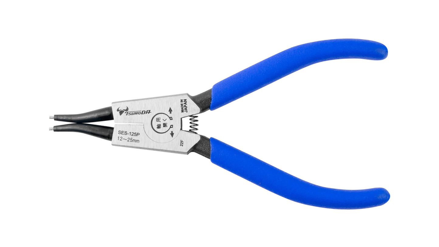 ツノダ スナップリングプライヤー軸用直爪（バネ付） 125mm 【SES-125P】