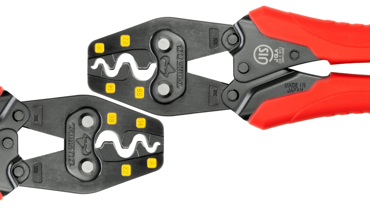 ツノダ 圧着工具　裸圧着端子・裸圧着スリーブ（JIS）8/14/22/38mm2 【TP-38】