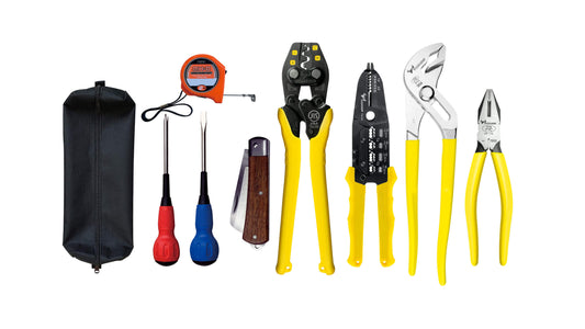 ツノダ 電気工事士技能試験工具セット 9点セット（圧着工具 大） 【TS-E01】