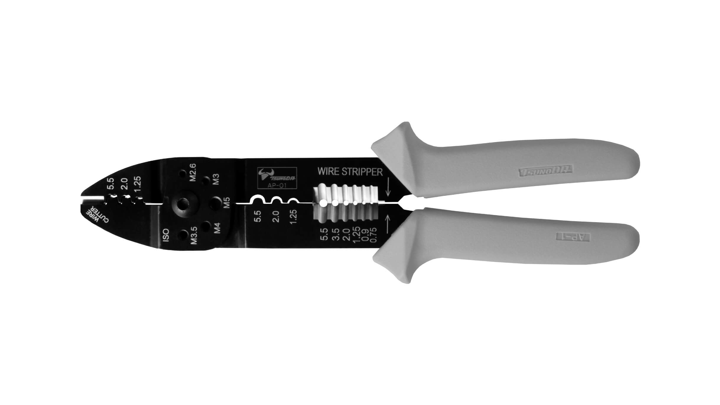 ツノダ 電工万能ペンチ（オープンバレル端子・裸圧着端子用）230mm 【AP-01】 – ツノチョク