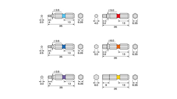 ANEX 六角レンチカラービット　5本組　35mm 【ANEX_ACHX5-35L】_5