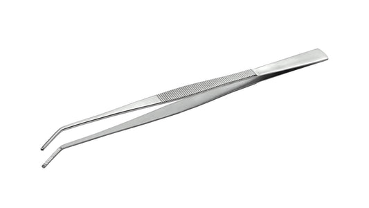 ANEX ステンレスピンセット　ロング300ｍｍ　先曲（先端ギザ） 【ANEX_159】