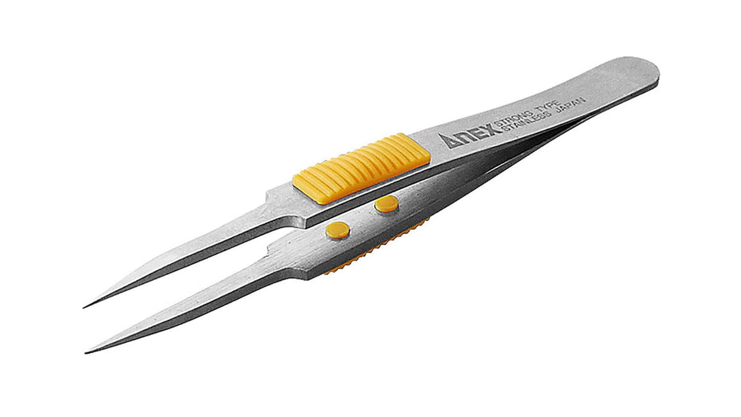 ANEX ラバーグリップ付　ステンレスピンセット　極細鋭型115ｍｍ　（SUS410） 【ANEX_214】