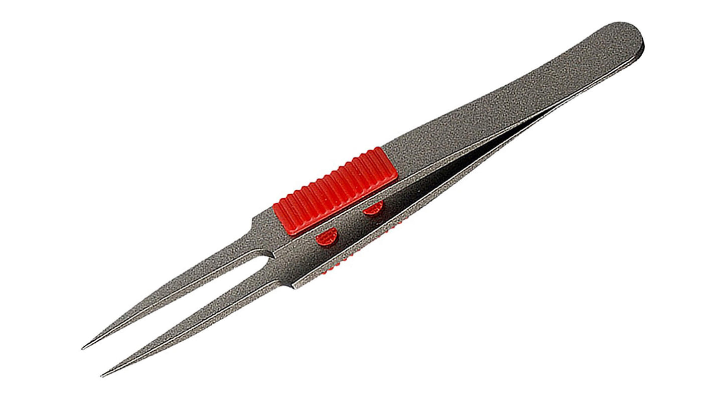 ANEX ラバーグリップ付　ステンレスピンセット　極細鋭型115ｍｍ　非粘着加工（SUS410） 【ANEX_224】