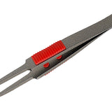 ANEX ラバーグリップ付　ステンレスピンセット　極細鋭型115ｍｍ　非粘着加工（SUS410） 【ANEX_224】 - thumb 1
