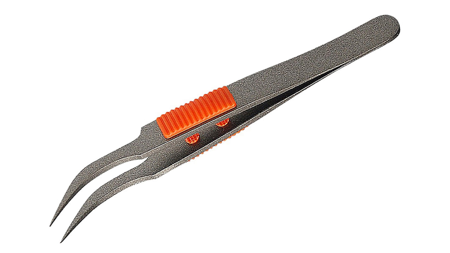 ANEX ラバーグリップ付　ステンレスピンセット　先細鷲型115ｍｍ　非粘着加工（SUS410） 【ANEX_225】