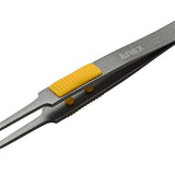 ANEX ラバーグリップ付　ステンレスピンセット　先丸型120ｍｍ　非粘着加工（SUS410） 【ANEX_226】 - thumb 1