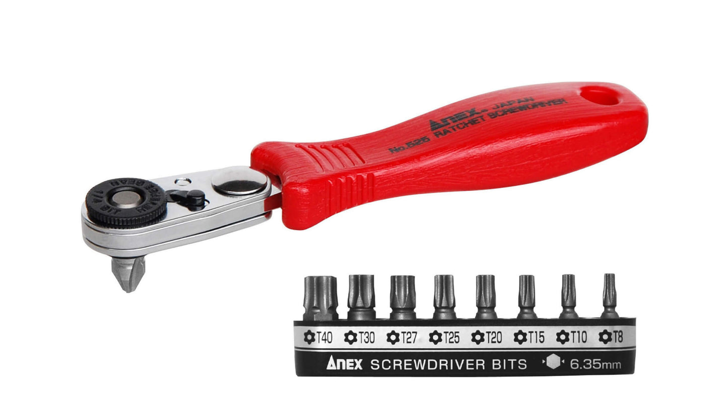 ANEX コンパクトビット・ラチェット52　超短へクスローブビットセット 【ANEX_525-9T】