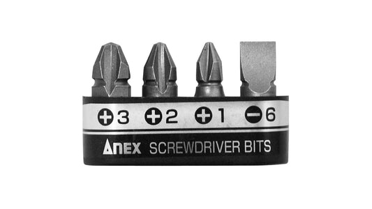 ANEX 溝付超短ビット　プラス＆マイナス4PCS　（手動ドライバー用） 【ANEX_AK-51P-B4】