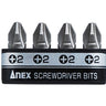 ANEX 溝付超短ビット　プラス4PCS　（手動ドライバー用） 【ANEX_AK-51P-B4P】