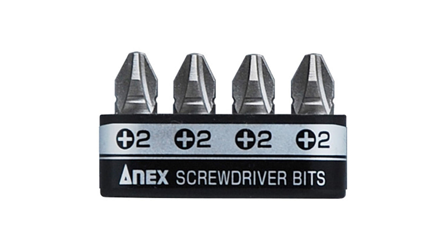 ANEX 溝付超短ビット　プラス4PCS　（手動ドライバー用） 【ANEX_AK-51P-B4P】