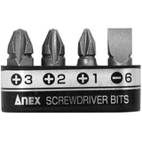 ANEX 溝付超短ビット　プラス＆マイナス4PCS　（手動ドライバー用） 【ANEX_AK-51P-B4】 - thumb 1