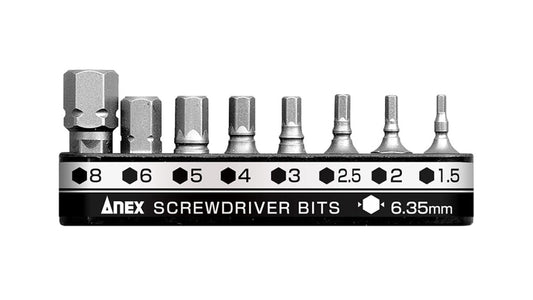 ANEX 溝付超短ビット　六角レンチ8PCS　（手動ドライバー用） 【ANEX_AK-51P-B8H1】