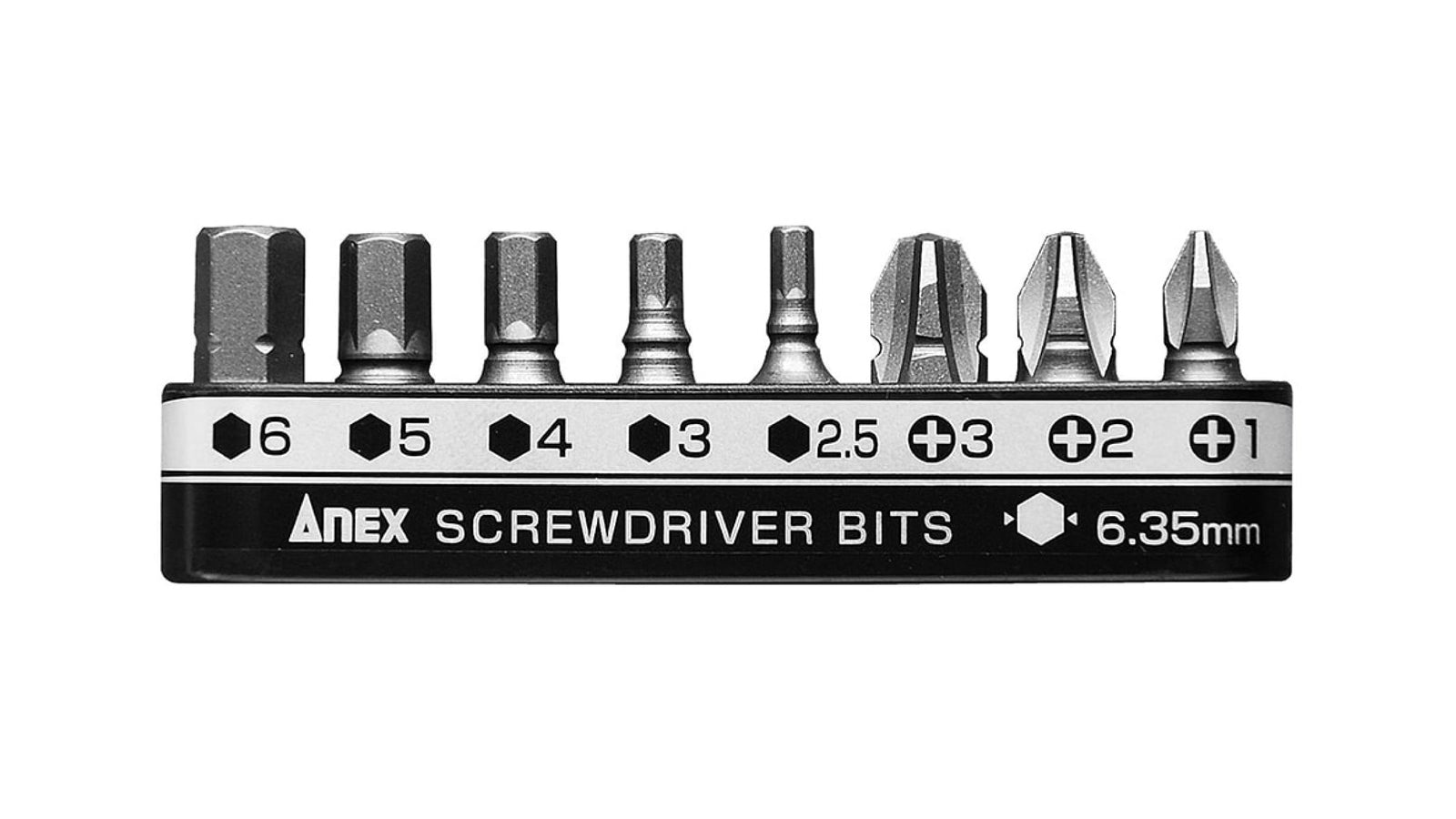 ANEX 溝付超短ビット　プラス＆六角レンチ8PCS　（手動ドライバー用） 【ANEX_AK-51P-B8H】